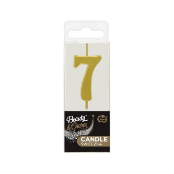 Number Gold Metallic, Gold Number Candle, Birthday Candle No. 7