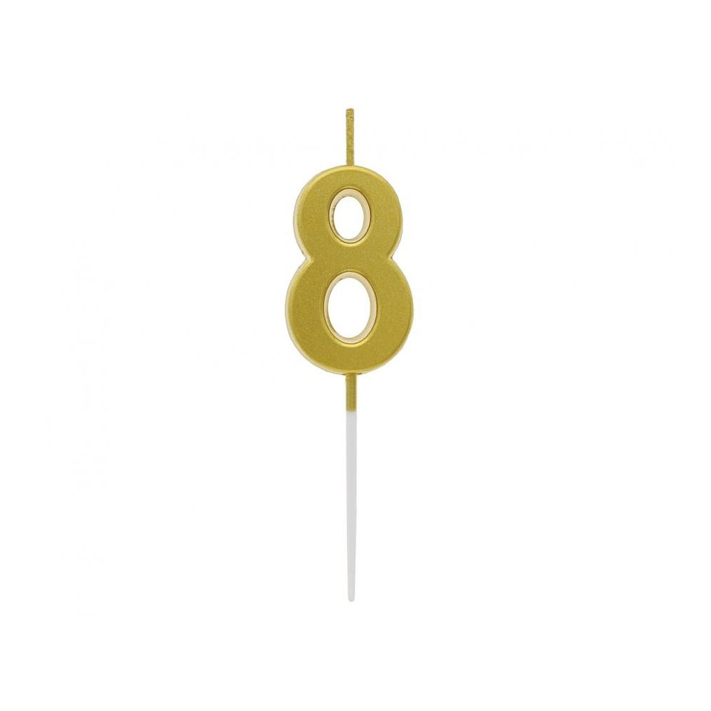 Number Gold Metallic, number candle, cake candle 8