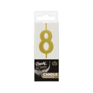 Number Gold Metallic, number candle, cake candle 8