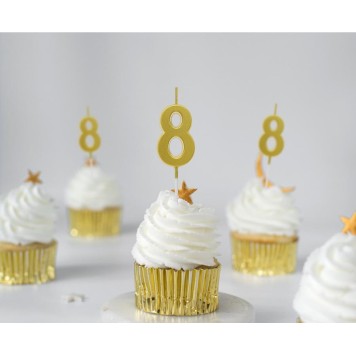 Number Gold Metallic, number candle, cake candle 8