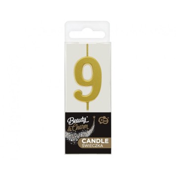Number Gold Metallic, Gold numeral candle, birthday cake candle number 9