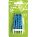Colour Blue glitter cake candle set, set of 10 candles