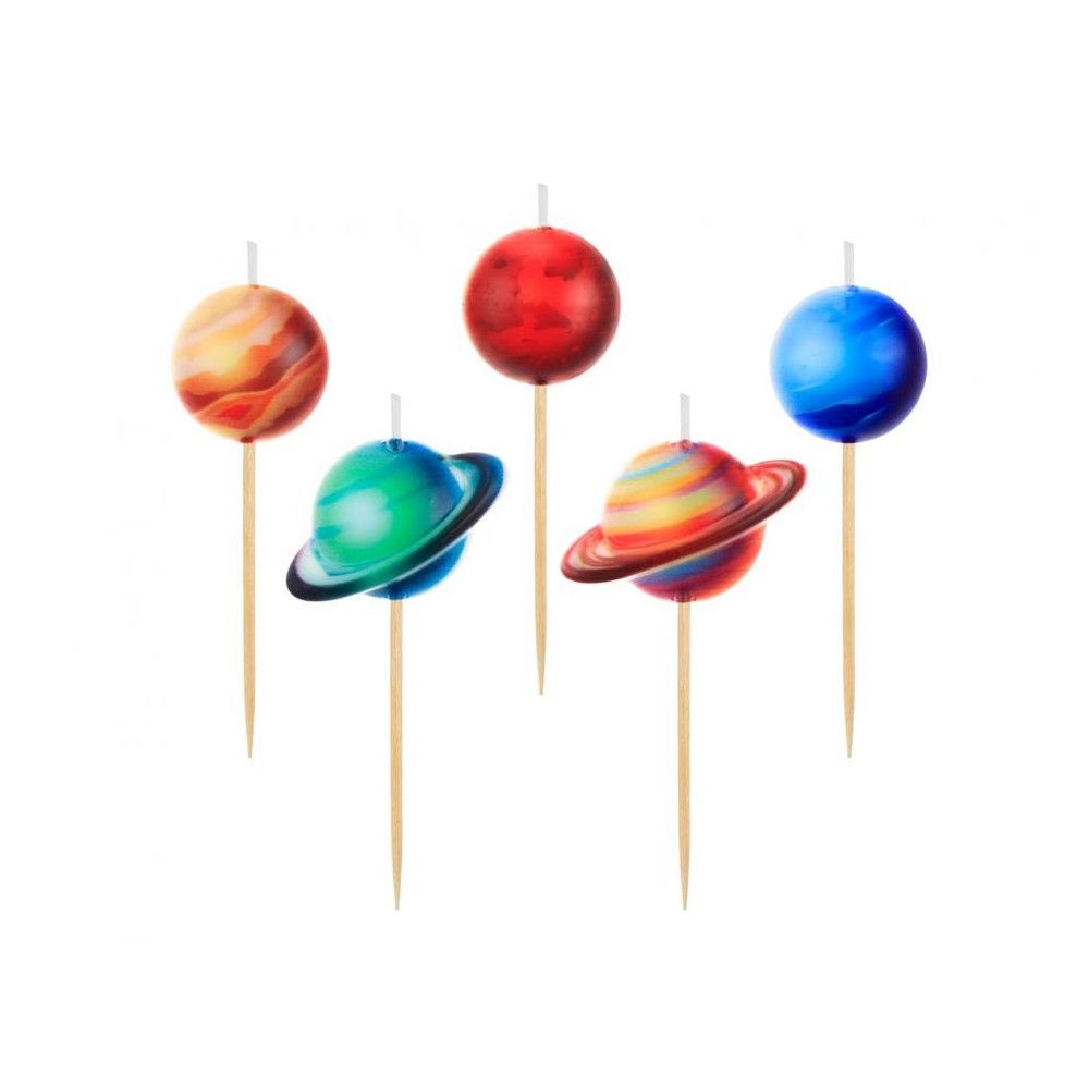 Space Planet Planet Cake Candle, Candle Set of 5