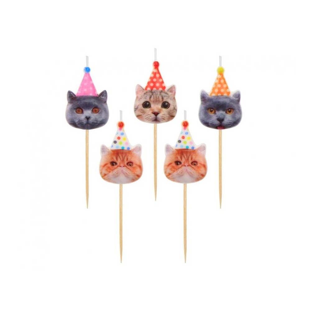Animals Party Cat cake candle, candle set 5 pcs