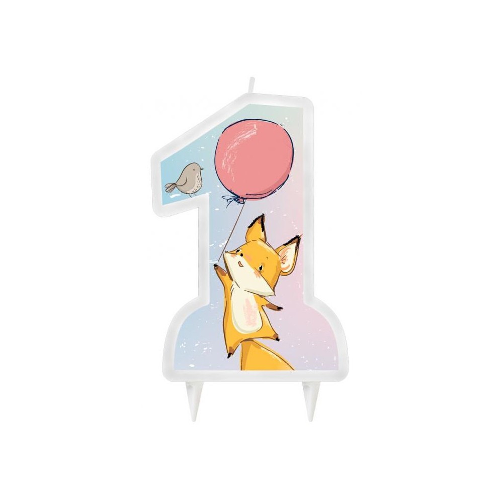 Animals First Birthday Fox, First birthday fox cake candle