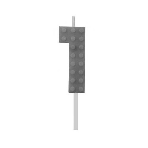 Blocks Grey Blocks Building Block Number 1 Grey Cake Candle, Number Candle