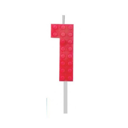 Blocks Red Blocks Building Block Number Candle 1 Red, Birthday Candle