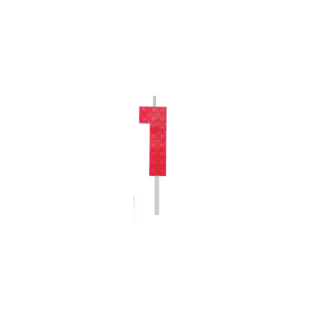 Blocks Red Blocks Building Block Number Candle 1 Red, Birthday Candle