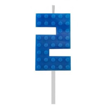 Blocks Blue Blocks Building Block 2 Blue Birthday Candle, Number Candle
