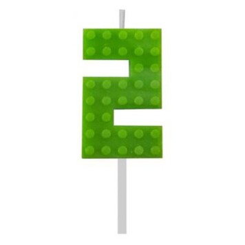 Blocks Green Blocks Building Block Green Cake Candle 2, Number Candle