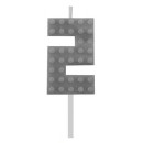 Blocks Grey Blocks Building Block 2 Grey birthday candle, numeral candle