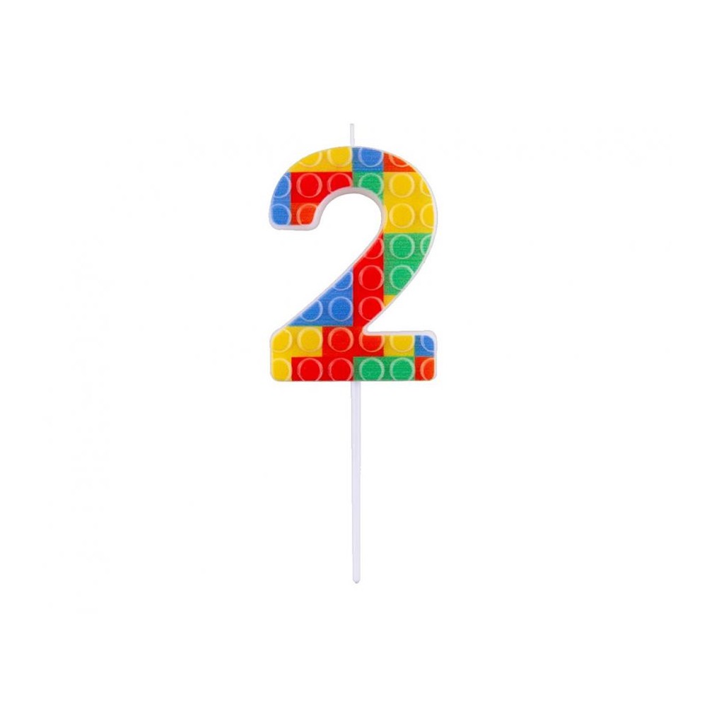 Colour Pick Blocks Building Block Number 2 Birthday Candle
