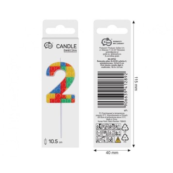 Colour Pick Blocks Building Block Number 2 Birthday Candle