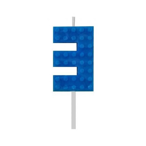 Blocks Blue Blocks Building Block Number 3 Blue Birthday Candle, Numeral Candle