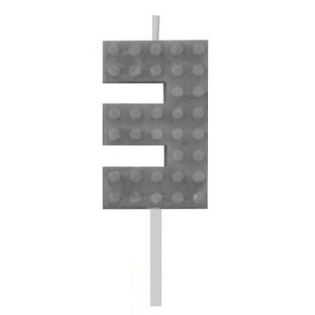 Blocks Grey Blocks Building Block Number 3 Grey Birthday Candle