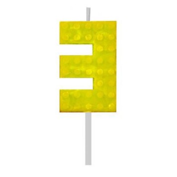 Blocks Yellow Blocks Building Block No. 3 Yellow Birthday Candle, Number Candle