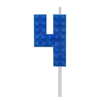 Blocks Blue Blocks Building Block 4 Blue Cake Candle, Number Candle
