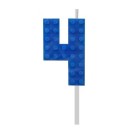 Blocks Blue Blocks Building Block 4 Blue Cake Candle, Number Candle