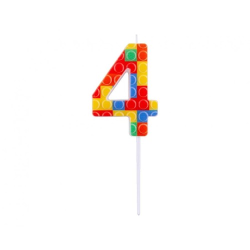 Colour Pick Blocks Building block number 4 birthday candle