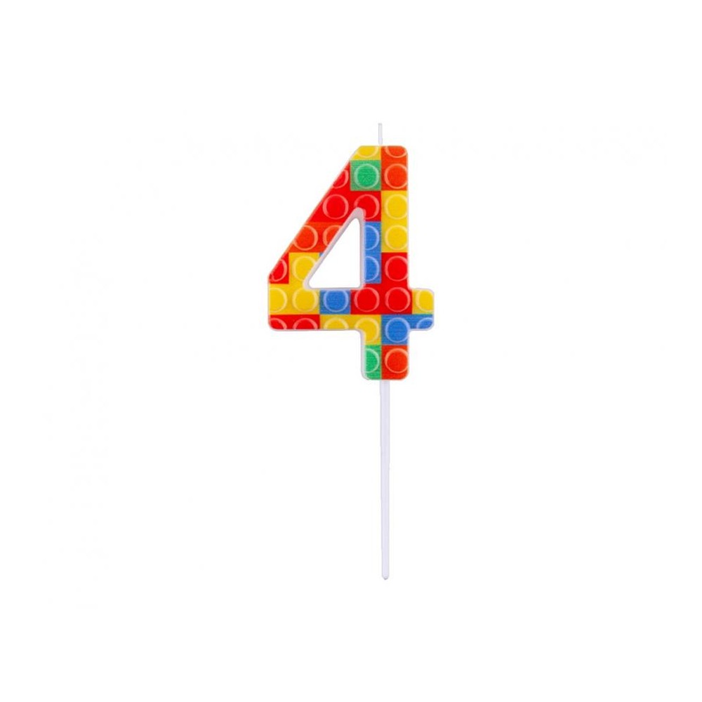 Colour Pick Blocks Building block number 4 birthday candle