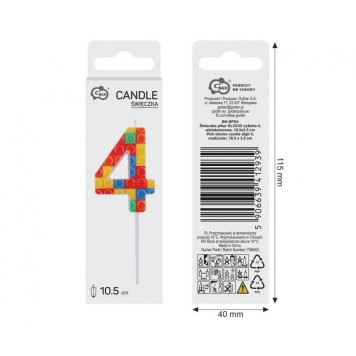 Colour Pick Blocks Building block number 4 birthday candle