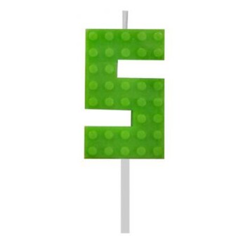 Blocks Green Blocks Building Block Number Candle, Cake Candle 5 Green