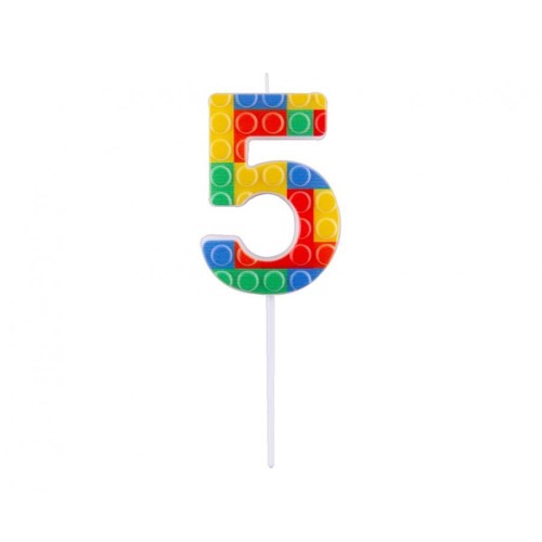 Colour Pick Blocks Building block number candle, birthday candle - number 5