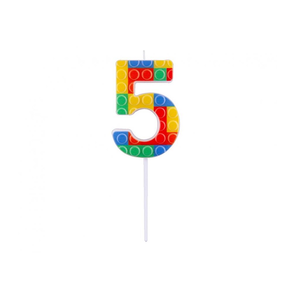 Colour Pick Blocks Building block number candle, birthday candle - number 5