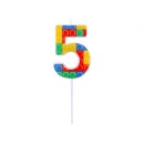 Colour Pick Blocks Building block number candle, birthday candle - number 5