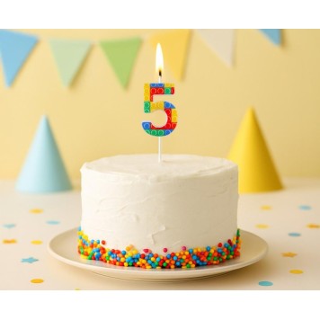 Colour Pick Blocks Building block number candle, birthday candle - number 5