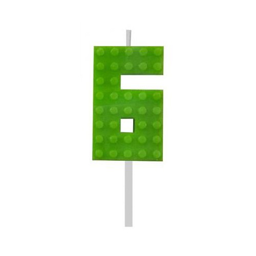 Blocks Green Blocks Building block candle number 6 Green, number candle