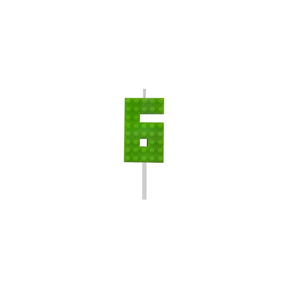 Blocks Green Blocks Building block candle number 6 Green, number candle