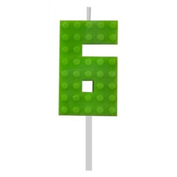 Blocks Green Blocks Building block candle number 6 Green, number candle