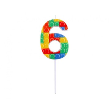 Colour Pick Blocks Building Block Cake Candle, Number Candle 6