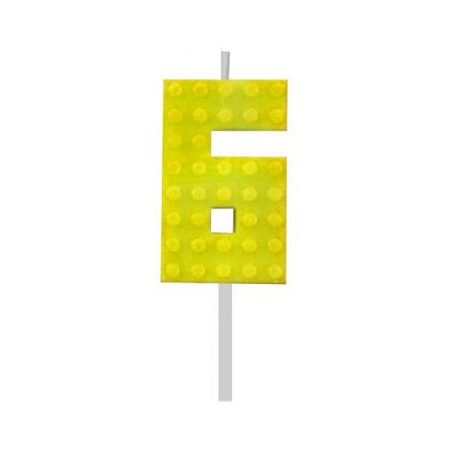 Blocks Yellow Blocks Building Block 6 Yellow Cake Candle, Number Candle