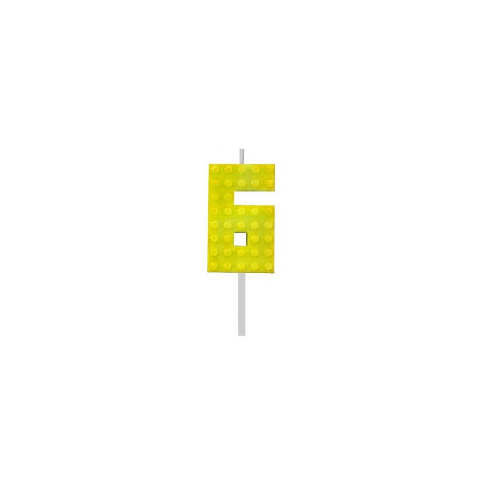 Blocks Yellow Blocks Building Block 6 Yellow Cake Candle, Number Candle