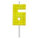 Blocks Yellow Blocks Building Block 6 Yellow Cake Candle, Number Candle