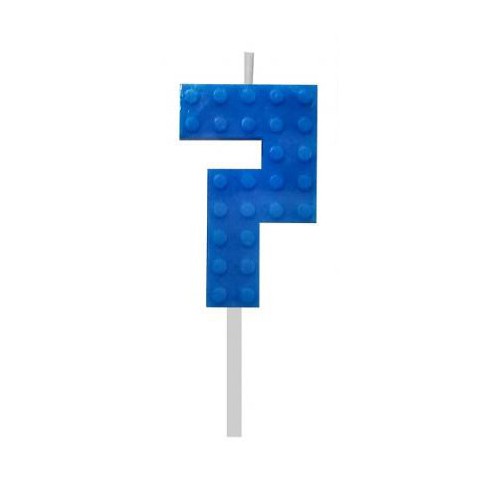 Blocks Blue Blocks Building block candle 7 Blue for cake, number candle
