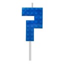 Blocks Blue Blocks Building block candle 7 Blue for cake, number candle