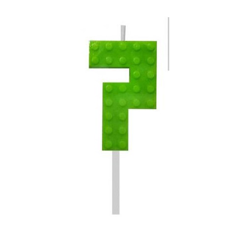 Blocks Green Blocks Building Block Number Candle 7 Green birthday candle