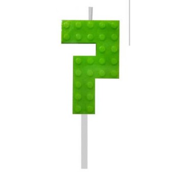 Blocks Green Blocks Building Block Number Candle 7 Green birthday candle