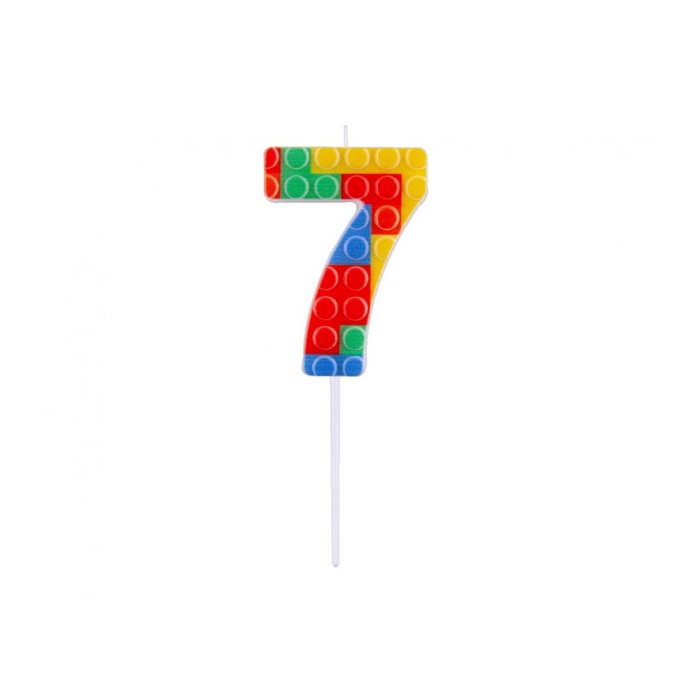 Colour Pick Blocks Building block number 7 cake candle, number candle