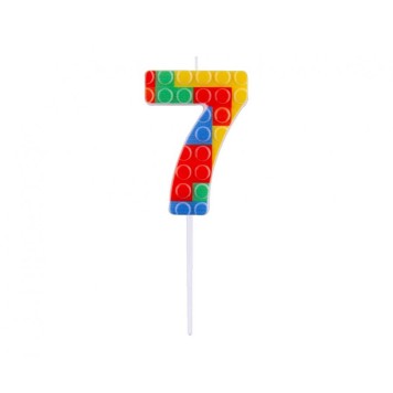 Colour Pick Blocks Building block number 7 cake candle, number candle