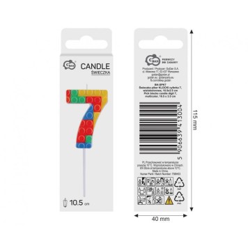 Colour Pick Blocks Building block number 7 cake candle, number candle