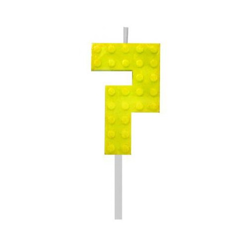 Blocks Yellow Blocks Building block number 7 Yellow cake candle, number candle