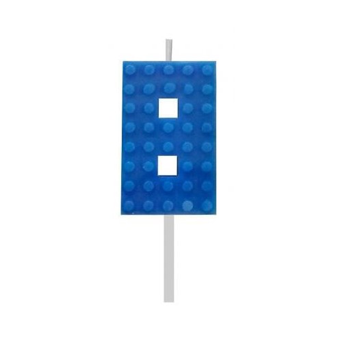 Blocks Blue Blocks Building Block 8 Blue Birthday Candle, Number Candle