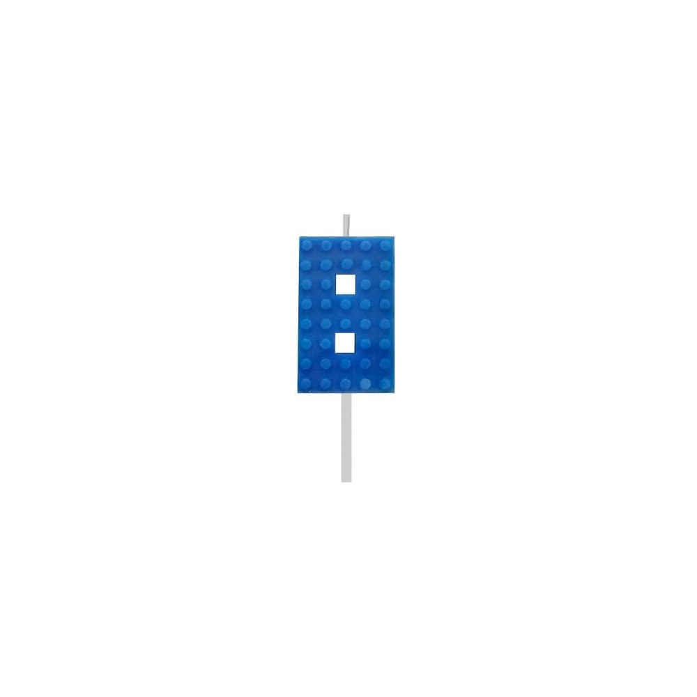 Blocks Blue Blocks Building Block 8 Blue Birthday Candle, Number Candle