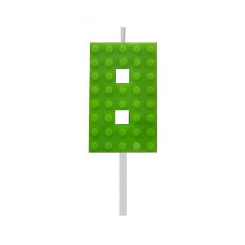 Blocks Green Blocks Building Block No. 8 Green Cake Candle, Number Candle
