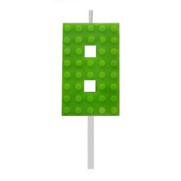 Blocks Green Blocks Building Block No. 8 Green Cake Candle, Number Candle