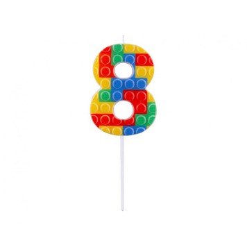 Colour Pick Blocks Building block number 8 candle, numeral candle